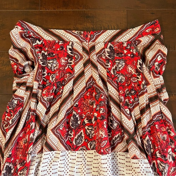 FREE PEOPLE Paradise Midi Handkerchief Skirt Pimento Combo Boho Bohemian Size 10 - Picture 7 of 12